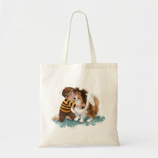 Tote Bag Sheltie and Boy Dog Hug (Devant)