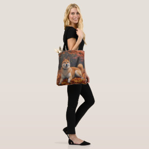 Tote Bag Shib Inu en automne feuilles tombantes inspirent