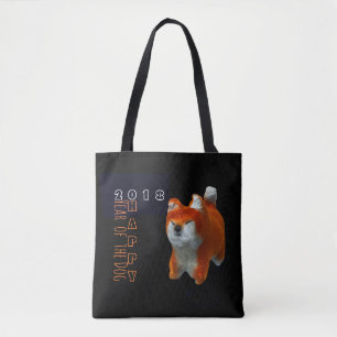 Tote Bag Shiba Chiot 3D Art numérique Chien personnalisé An