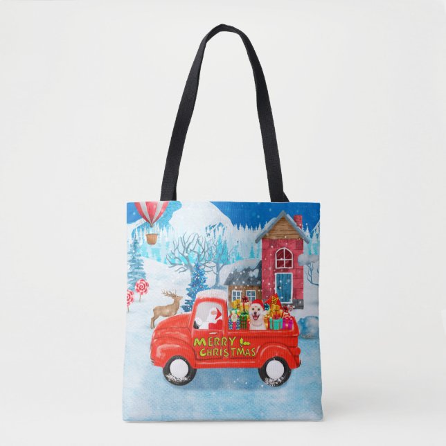 Tote Bag Shiba Inu Chien Livraison de Noël Camion Neige (Devant)