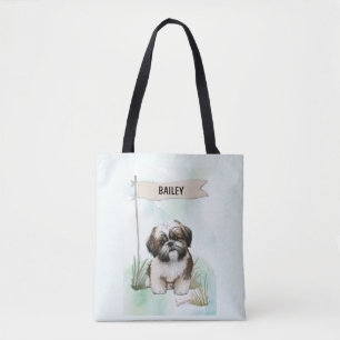 Tote Bag Shih Tzu Aquarelle Chien Personnalisé