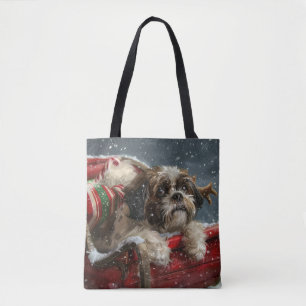 Tote Bag Shih Tzu Chien Festif de Noël
