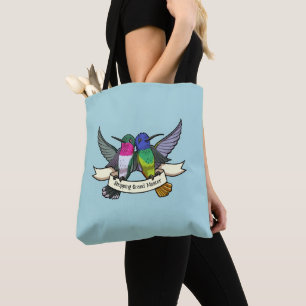 Tote Bag Shopping Grand Maître Cute Hummingbirds & Ribbon