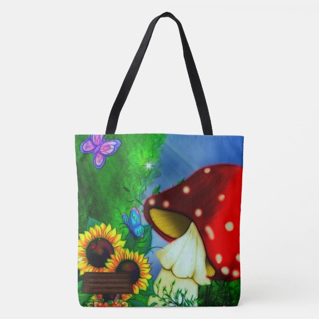Tote Bag Shroom Gully Whimsical Imaginaire Art (Devant)