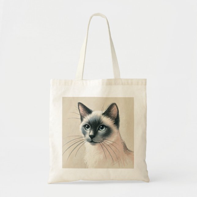 Tote Bag Siamese Cat Art - Joli animal de compagnie (Devant)