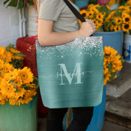 Tote Bag Signature Monogramme Parties scintillant en argent