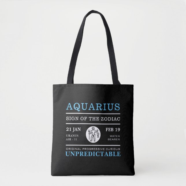 Tote Bag Signe Aquarius du Zodiaque, Astrologique (Devant)