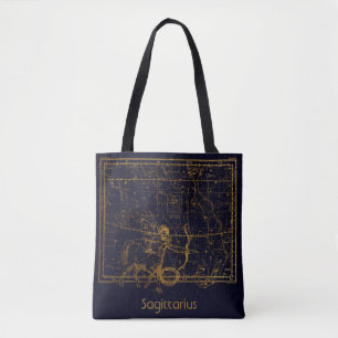 Tote Bag Signe bleu vintage d'astrologie de zodiaque de