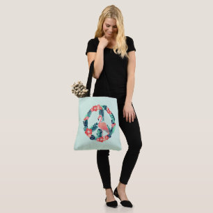 Tote Bag Signe de paix flamant floral Mignon