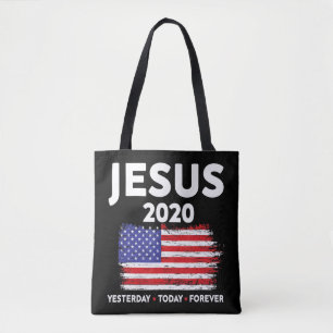 Tote Bag Signe d'élection de Jésus 2020 États-Unis drapeau