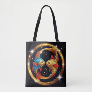 Tote Bag Signe du zodiaque Poissons dans un style artistiqu