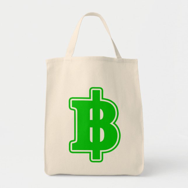 Tote Bag SIGNE VERT BAHT ฿ devises thaïlandaises ฿ (Devant)