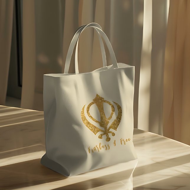 Tote Bag Sikh Khanda "Sans peur et libre" (Créateur téléchargé)
