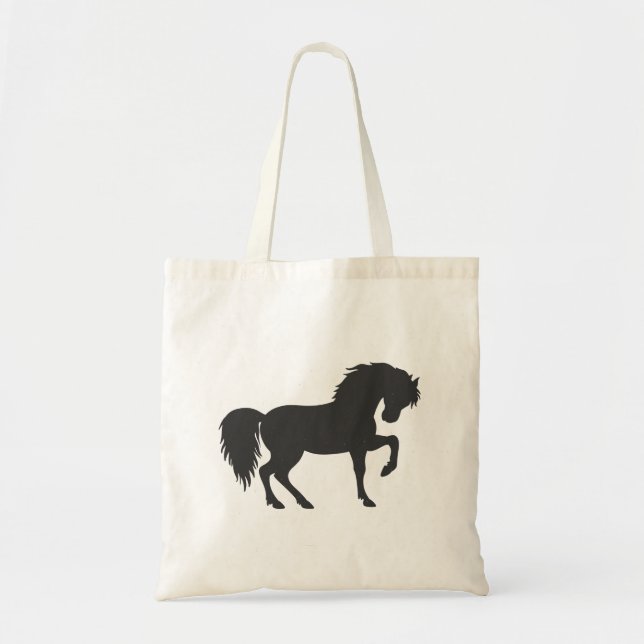 Tote Bag Silhouette à cheval - Choisir la couleur arrière - (Devant)