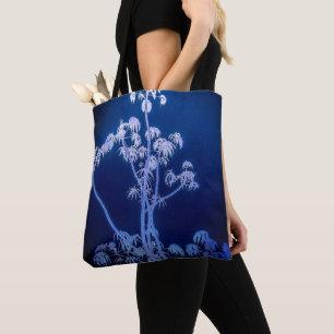 Tote Bag Silhouette Arbre En Blues Royales Fourre-tout