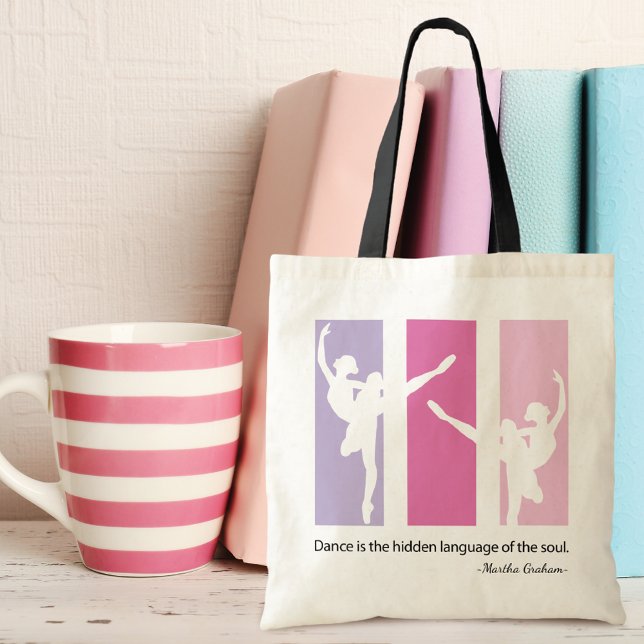 Tote Bag Silhouette Ballerina en rose (Créateur téléchargé)