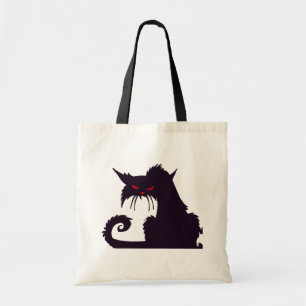 Tote Bag Silhouette de chat noir malin avec yeux rouges