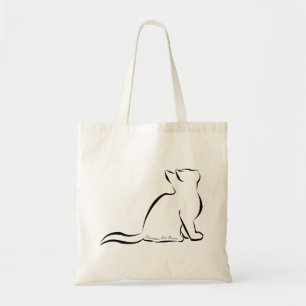 Tote Bag Silhouette de chat noir, texte intérieur