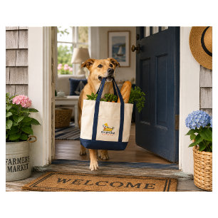 Tote Bag Silhouette de chien en ciré jaune de pêcheur de ho