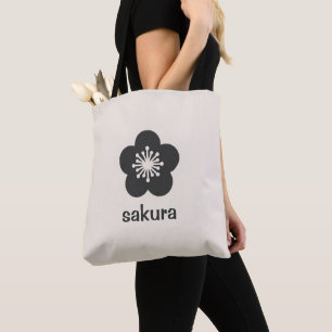 Tote Bag Silhouette de fleur de Sakura noire douce - Neutre