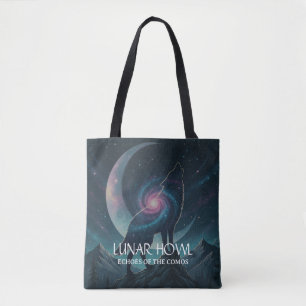 Tote Bag Silhouette de loup galactique avec lune nébuleuse