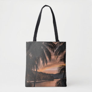 Tote Bag Silhouette de palmier à l'heure d'or