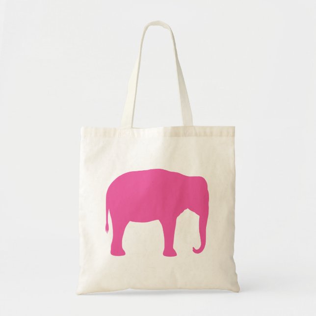 Tote Bag Silhouette d'éléphant rose chaud (Devant)