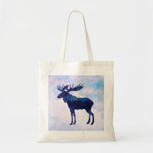 Tote Bag Silhouette d'orignal bleu céleste