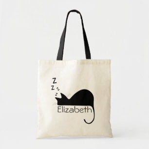 Tote Bag Silhouette faite sur commande de chat de sommeil