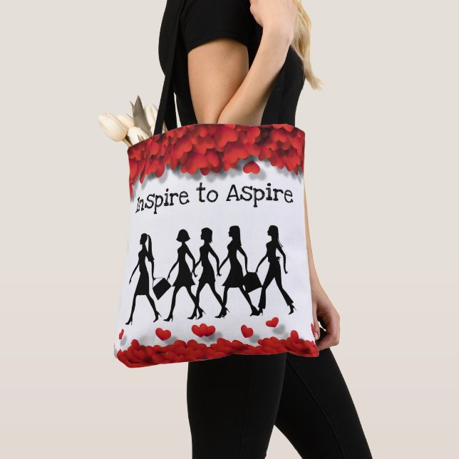 Tote Bag Silhouette Femelle Élégante Coeurs Glamour (De près)