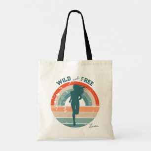 Tote Bag Silhouette Femme Runner Retro Arc-en-ciel