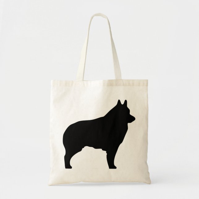 Tote Bag Silhouette fourre-tout de chien de Schipperke (Devant)
