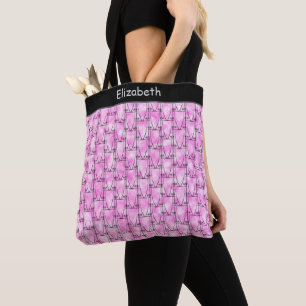 Tote Bag Silhouette mignonne, rose moderne