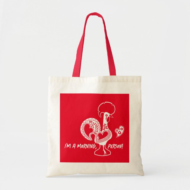 Tote Bag Silhouette Moderne du Rooster Early Riser portugai (Devant)