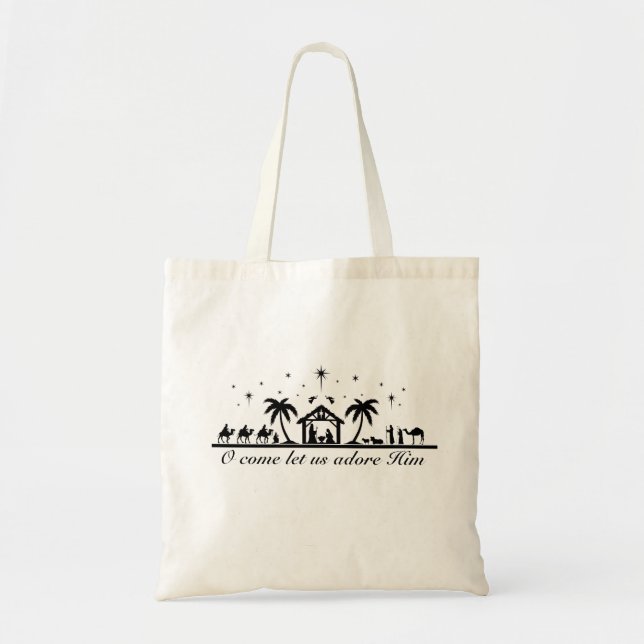 Tote Bag Silhouette Noël Nativité Scène (Devant)