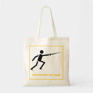 Tote Bag Silhouette noire d'escrimeur avec l'épée clôturant