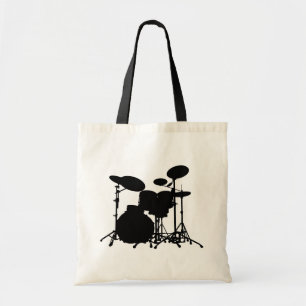 Tote Bag Silhouette noire et blanche de kit de tambour -