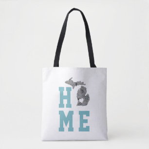 Tote Bag Silhouette remplie de fleurs du Michigan