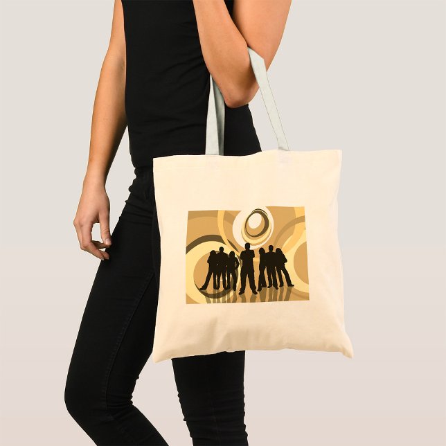 Tote Bag Silhouette rétro Personnes avec cercles Abstraits (Créateur téléchargé)