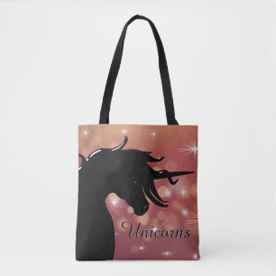 Tote Bag Silhouette Unicorne (étoiles marron)