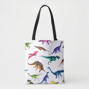 Tote Bag Silhouettes de dinosaures : motif de croquis vinta