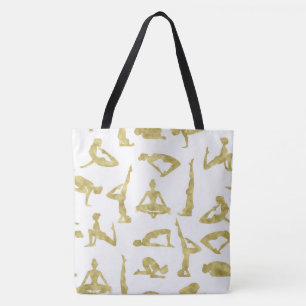 Tote Bag Silhouettes en or Faux Pots de Yoga