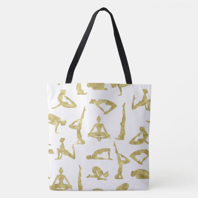 Tote Bag Silhouettes en or Faux Pots de Yoga (Devant)