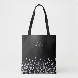 Tote Bag Silver Stars Monogramme cadeau de Noël personnalis
