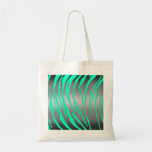 Tote Bag Silver Tiger Stripes Aqua