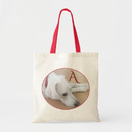 Tote Bag Simple Adorable simple initial blanc chien rouge