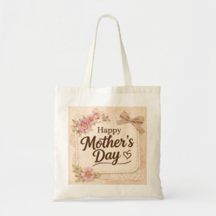 Tote Bag Simple Bonne Fête des Mères Calligraphie Floral