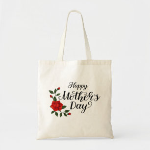 Tote Bag Simple Bonne Fête des Mères Floral Calligraphie