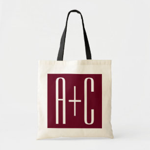 Tote Bag Simple Couples   White & Burgundy