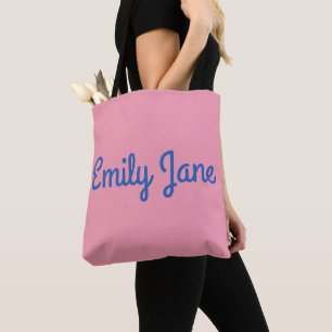 Tote Bag Simple Cute bleu et rose Personnalisé